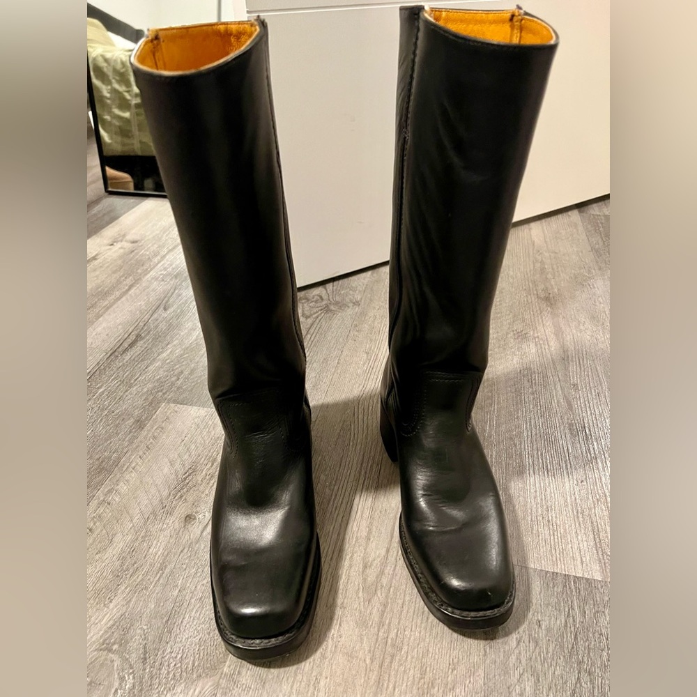 Frye Campus 14L Boot Black Leather Made in USA Size 7.5 Womens